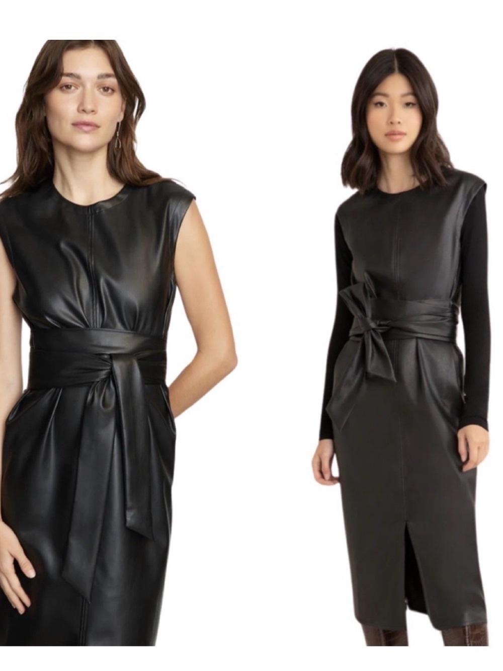 Modern Citizen Pilar Vegan Leather Tie-Front Dress Size M